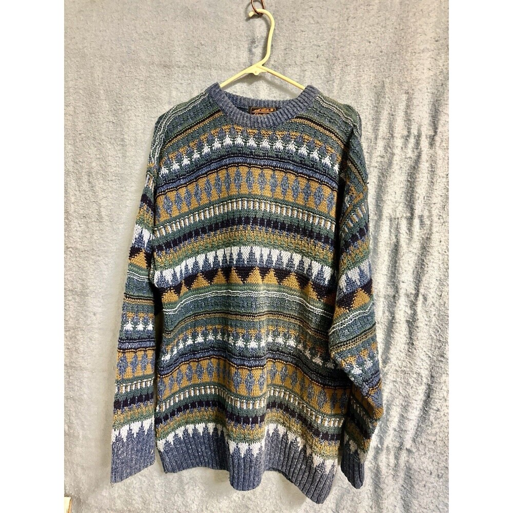 Eddie Bauer Vintage Crew Neck Pullover Heavy Knit Sweater Men’s Large Blue